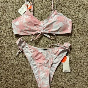 Pink floral bikini set